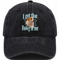 I Got That Dawg In Me Washed Cotton Baseball Cap Funny Corgi Dog Meme