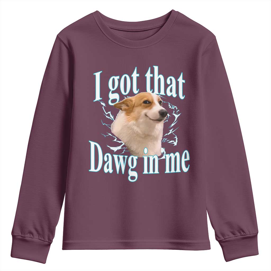 I Got That Dawg In Me Youth Sweatshirt Funny Corgi Dog Meme - Wonder Print Shop