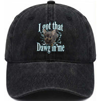 I Got That Dawg In Me Dog Meme Washed Cotton Baseball Cap Ironic Chihuahua Face