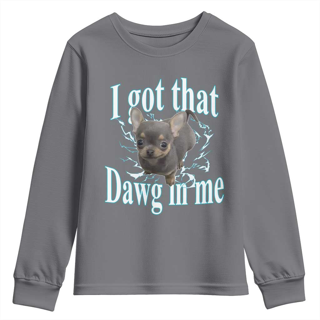 I Got That Dawg In Me Dog Meme Youth Sweatshirt Ironic Chihuahua Face - Wonder Print Shop
