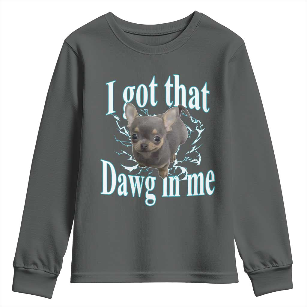 I Got That Dawg In Me Dog Meme Youth Sweatshirt Ironic Chihuahua Face - Wonder Print Shop