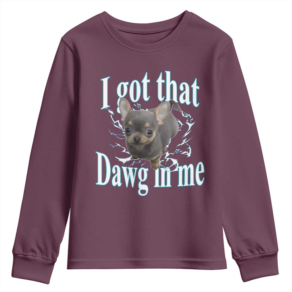 I Got That Dawg In Me Dog Meme Youth Sweatshirt Ironic Chihuahua Face - Wonder Print Shop