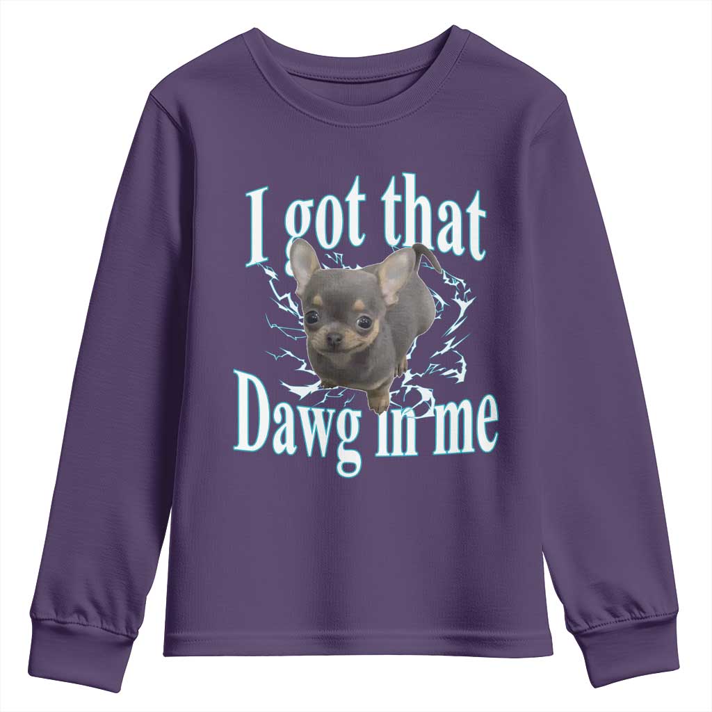 I Got That Dawg In Me Dog Meme Youth Sweatshirt Ironic Chihuahua Face - Wonder Print Shop