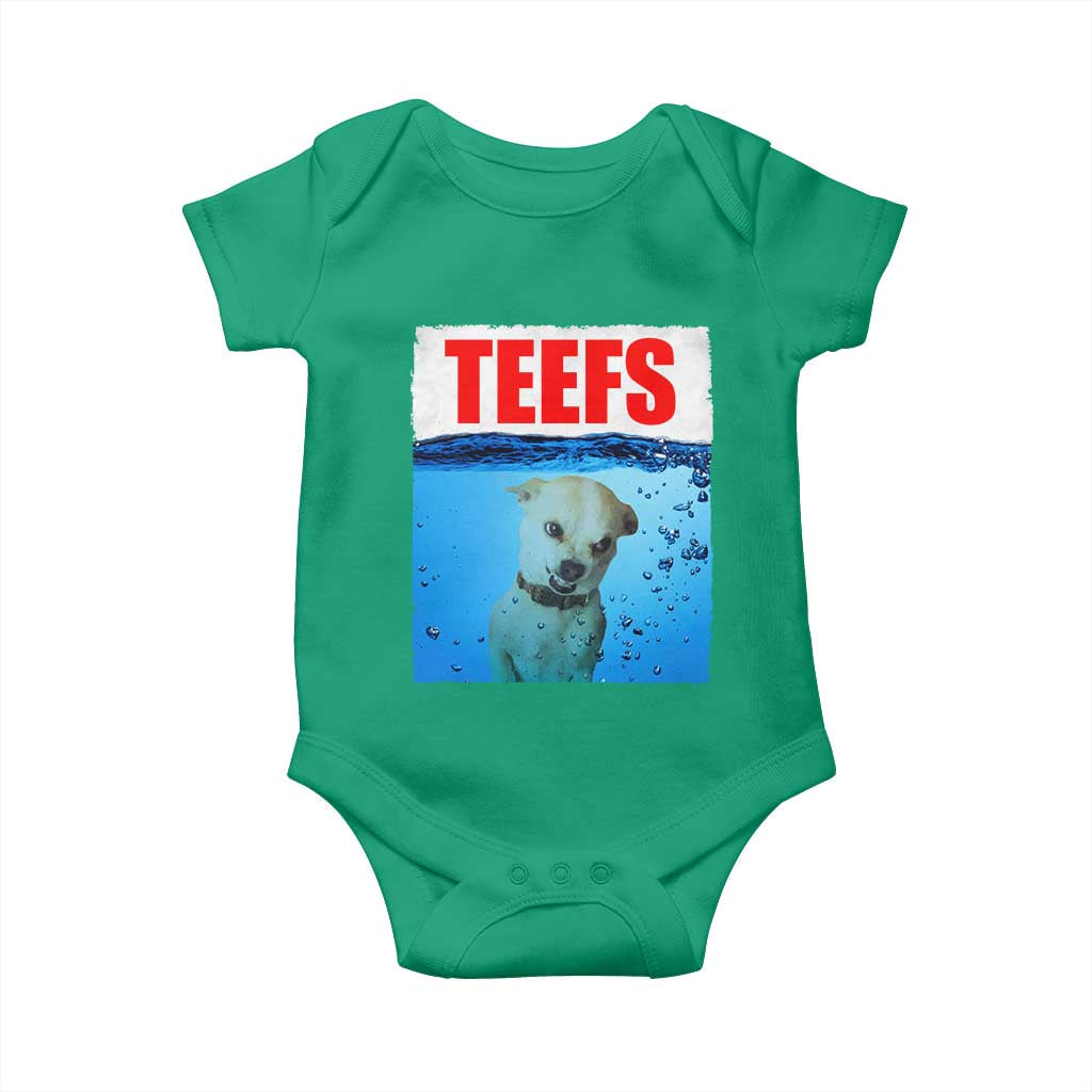 Chihuahua Dog Meme Baby Onesie Funny Horror Movie Poster Dog Teefs - Wonder Print Shop