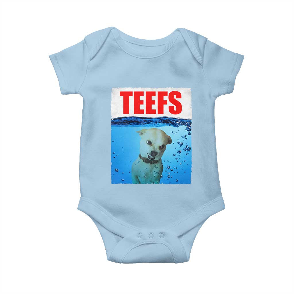 Chihuahua Dog Meme Baby Onesie Funny Horror Movie Poster Dog Teefs - Wonder Print Shop