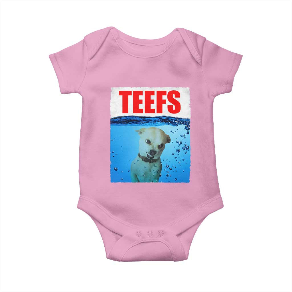Chihuahua Dog Meme Baby Onesie Funny Horror Movie Poster Dog Teefs - Wonder Print Shop