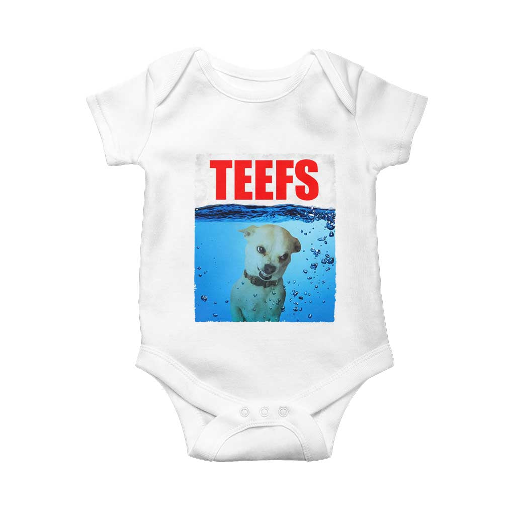 Chihuahua Dog Meme Baby Onesie Funny Horror Movie Poster Dog Teefs - Wonder Print Shop