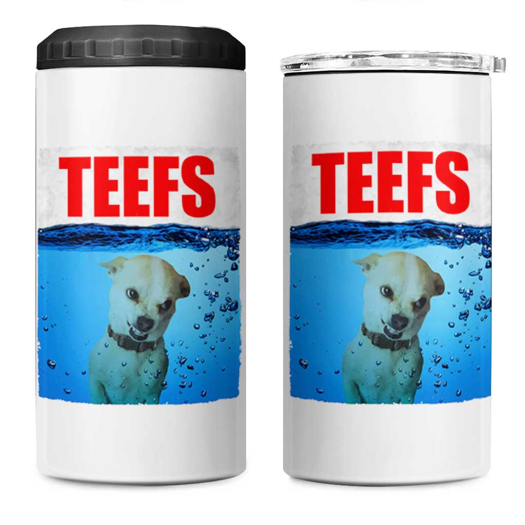 Chihuahua Dog Meme 4 in 1 Can Cooler Tumbler Funny Horror Movie Poster Dog Teefs