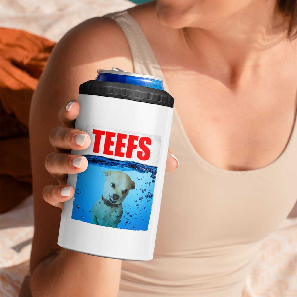 Chihuahua Dog Meme 4 in 1 Can Cooler Tumbler Funny Horror Movie Poster Dog Teefs