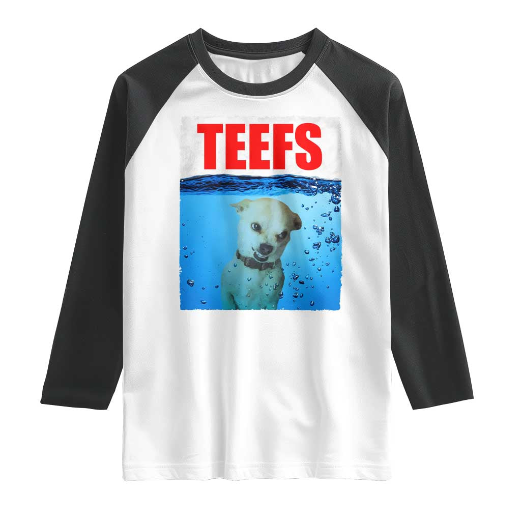 Chihuahua Dog Meme Raglan Shirt Funny Horror Movie Poster Dog Teefs - Wonder Print Shop