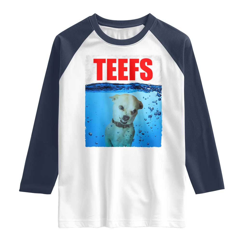 Chihuahua Dog Meme Raglan Shirt Funny Horror Movie Poster Dog Teefs - Wonder Print Shop
