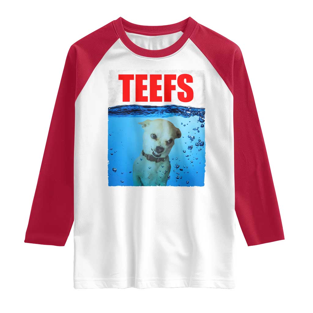 Chihuahua Dog Meme Raglan Shirt Funny Horror Movie Poster Dog Teefs - Wonder Print Shop