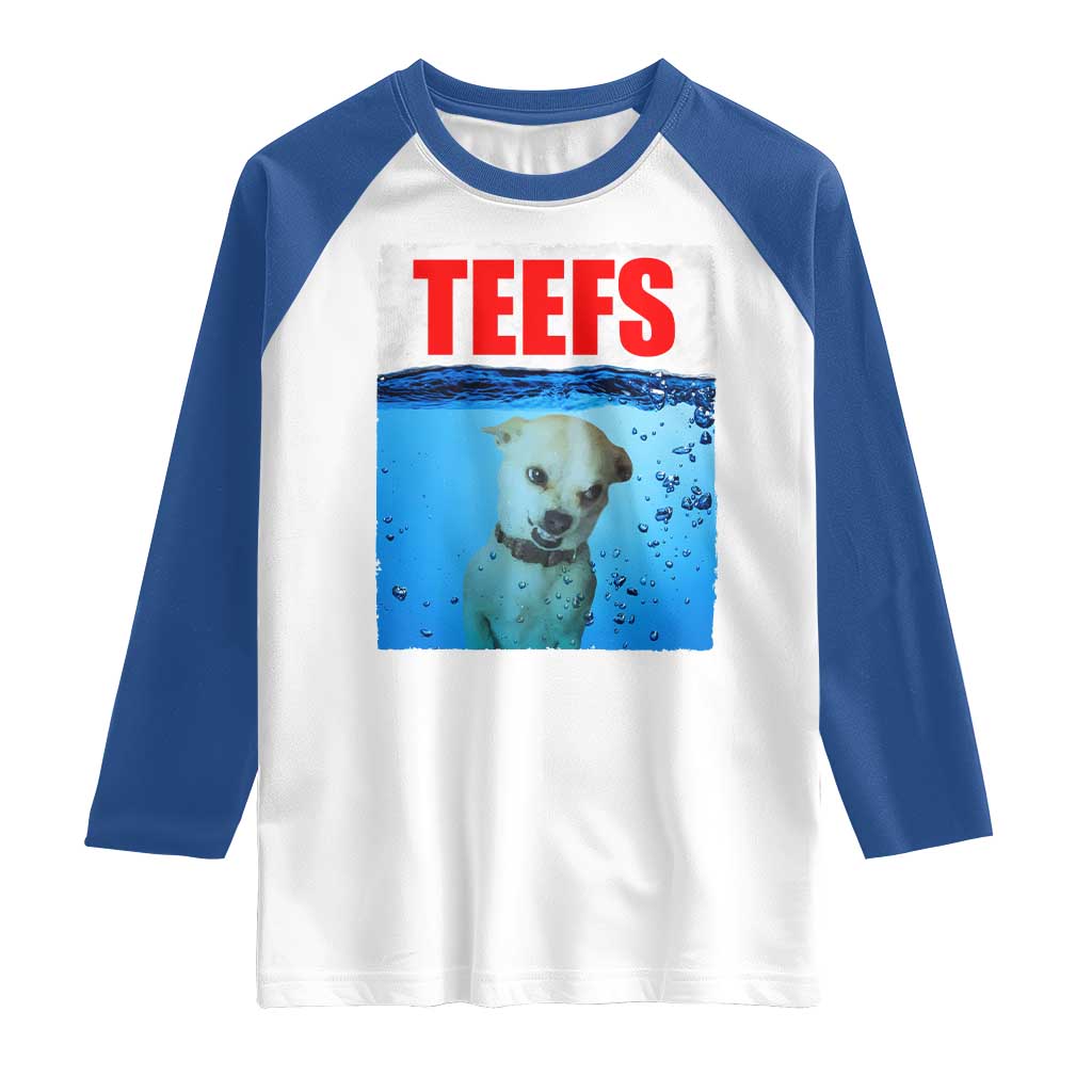 Chihuahua Dog Meme Raglan Shirt Funny Horror Movie Poster Dog Teefs - Wonder Print Shop