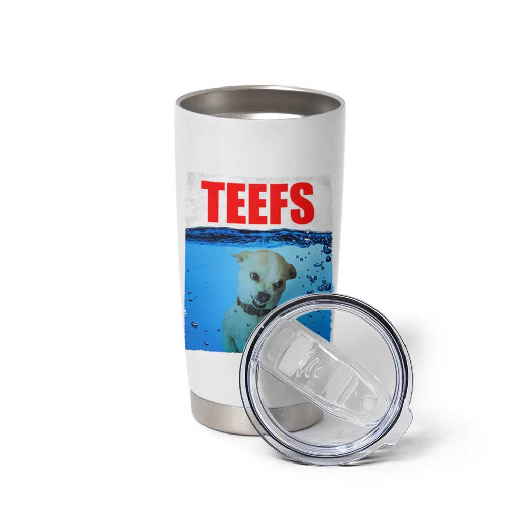 Chihuahua Dog Meme Tumbler Cup Funny Horror Movie Poster Dog Teefs