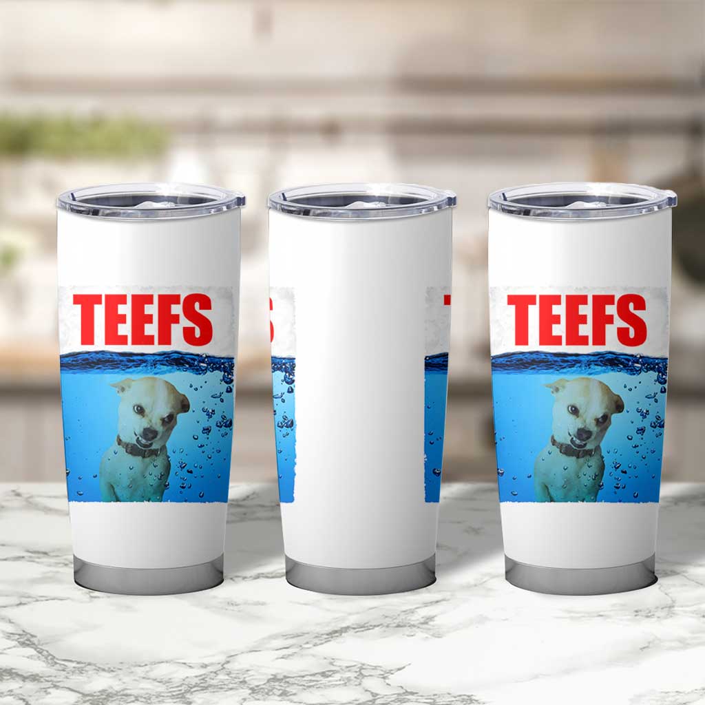 Chihuahua Dog Meme Tumbler Cup Funny Horror Movie Poster Dog Teefs