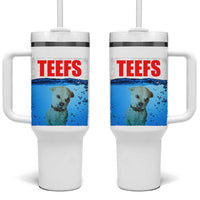 Chihuahua Dog Meme Tumbler With Handle Funny Horror Movie Poster Dog Teefs