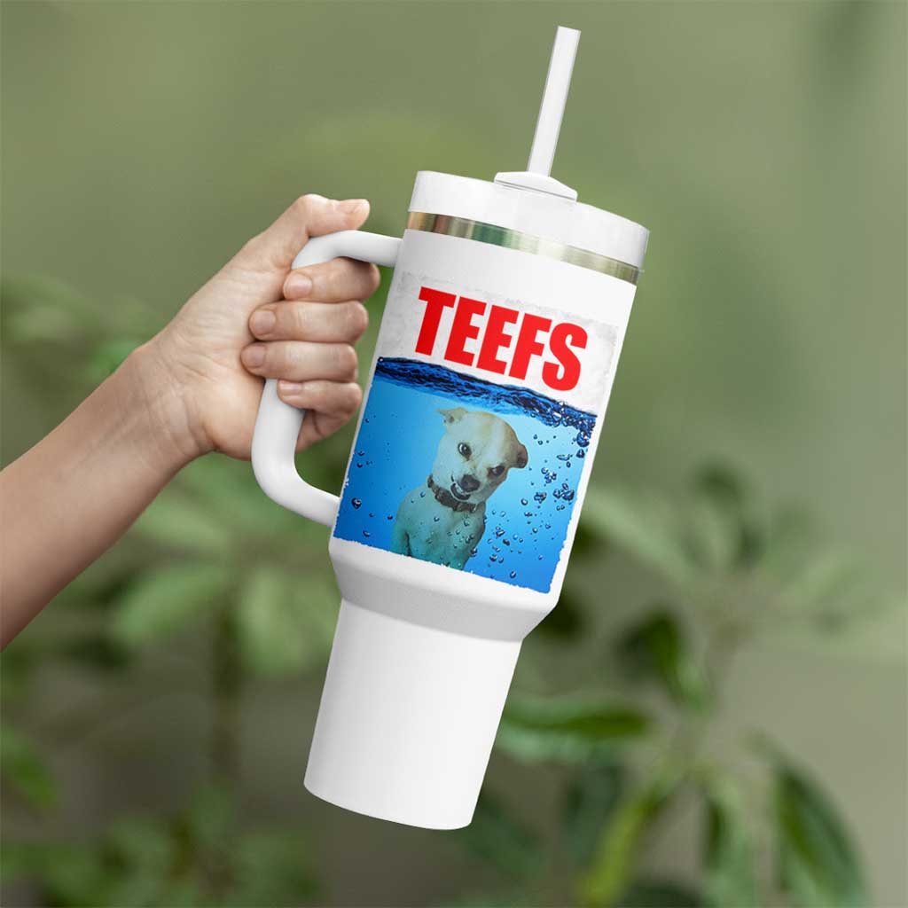 Chihuahua Dog Meme Tumbler With Handle Funny Horror Movie Poster Dog Teefs