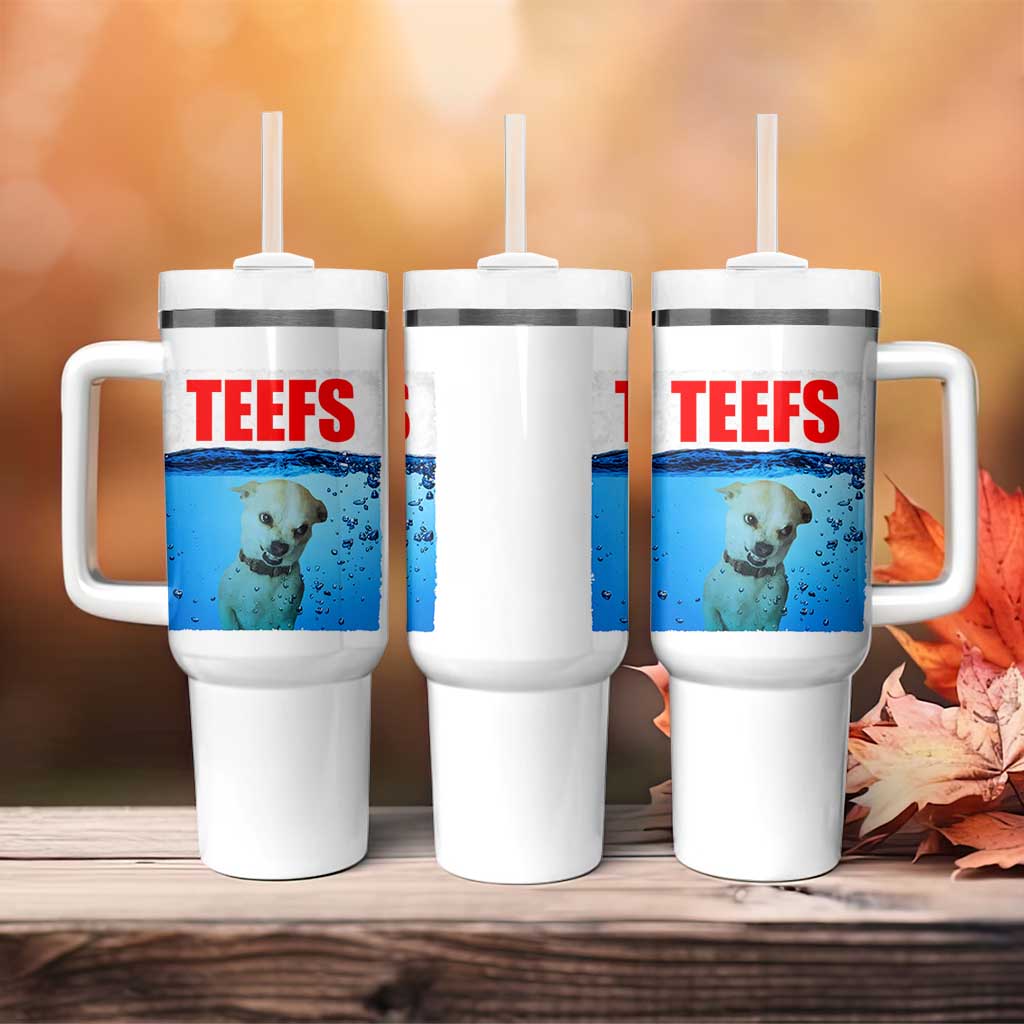 Chihuahua Dog Meme Tumbler With Handle Funny Horror Movie Poster Dog Teefs