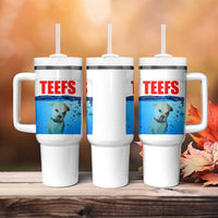 Chihuahua Dog Meme Tumbler With Handle Funny Horror Movie Poster Dog Teefs