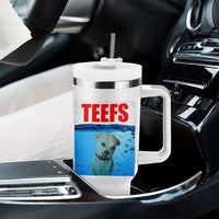 Chihuahua Dog Meme Tumbler With Handle Funny Horror Movie Poster Dog Teefs