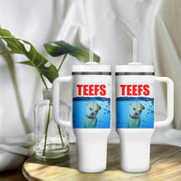Chihuahua Dog Meme Tumbler With Handle Funny Horror Movie Poster Dog Teefs