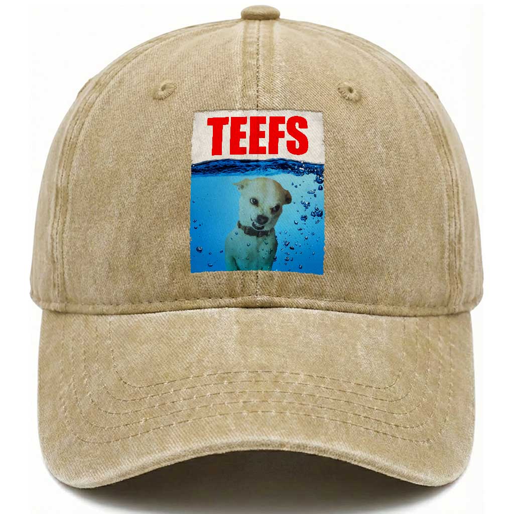 Chihuahua Dog Meme Washed Cotton Baseball Cap Funny Horror Movie Poster Dog Teefs