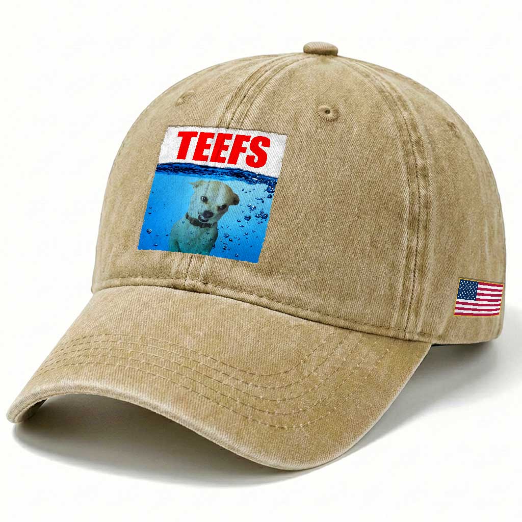 Chihuahua Dog Meme Washed Cotton Baseball Cap Funny Horror Movie Poster Dog Teefs