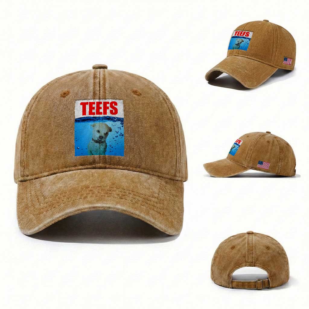 Chihuahua Dog Meme Washed Cotton Baseball Cap Funny Horror Movie Poster Dog Teefs