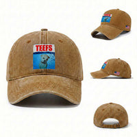 Chihuahua Dog Meme Washed Cotton Baseball Cap Funny Horror Movie Poster Dog Teefs