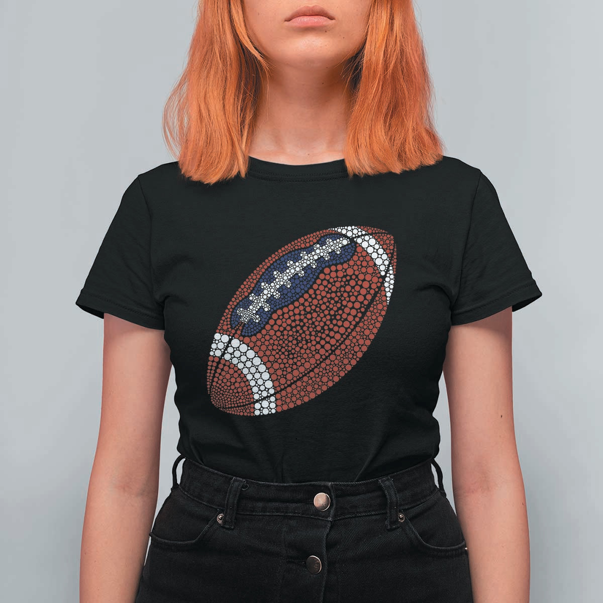Patriotic Polka Dot Football T Shirt For Women Dot Day Gift