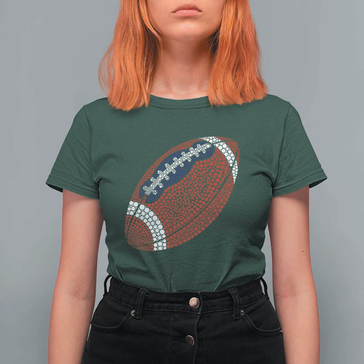 Patriotic Polka Dot Football T Shirt For Women Dot Day Gift