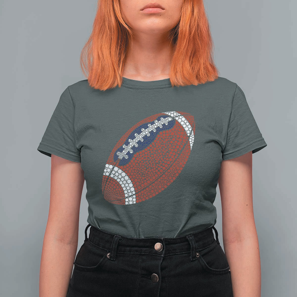 Patriotic Polka Dot Football T Shirt For Women Dot Day Gift