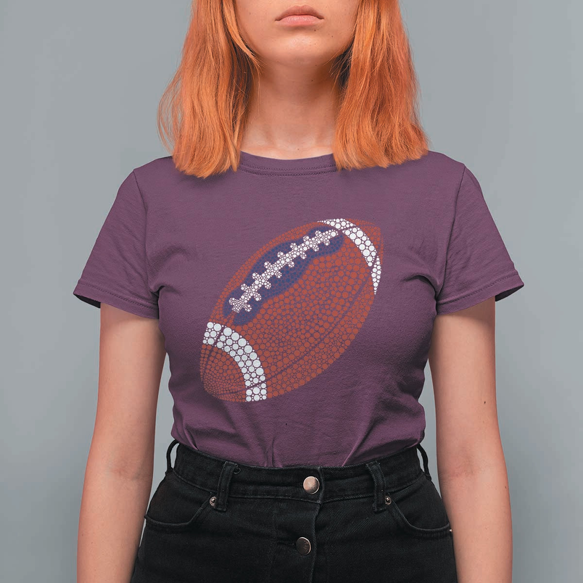 Patriotic Polka Dot Football T Shirt For Women Dot Day Gift