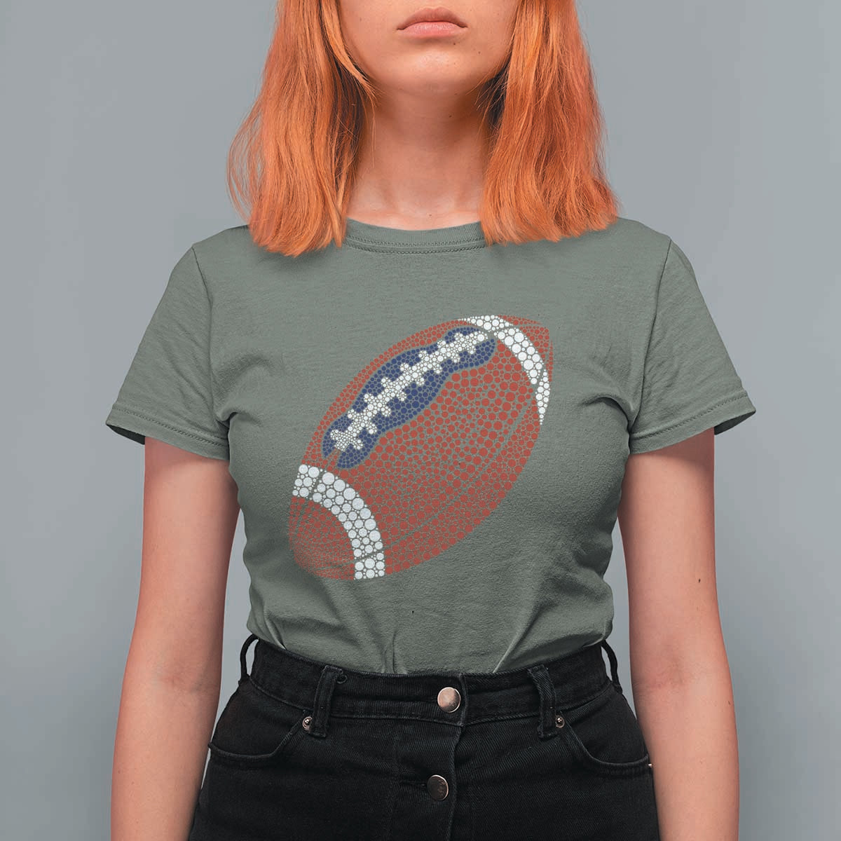 Patriotic Polka Dot Football T Shirt For Women Dot Day Gift