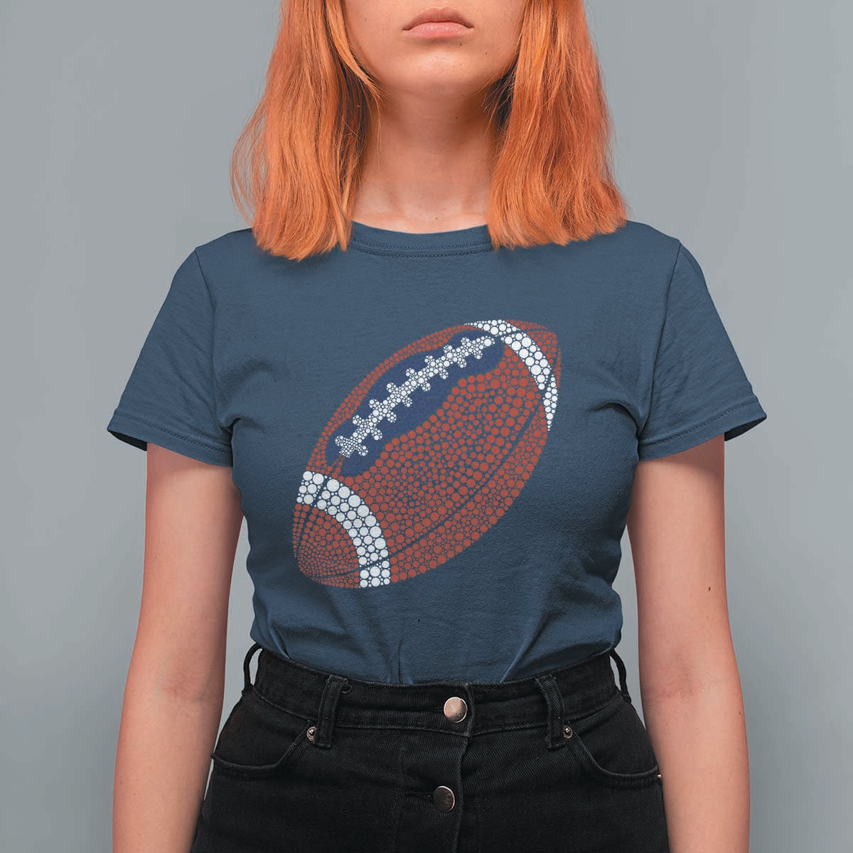Patriotic Polka Dot Football T Shirt For Women Dot Day Gift