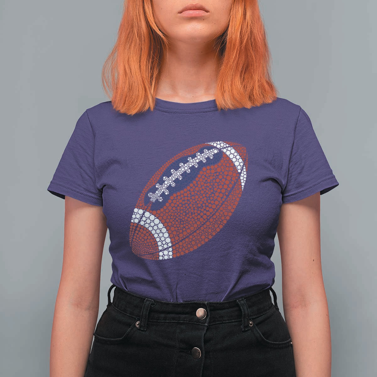 Patriotic Polka Dot Football T Shirt For Women Dot Day Gift