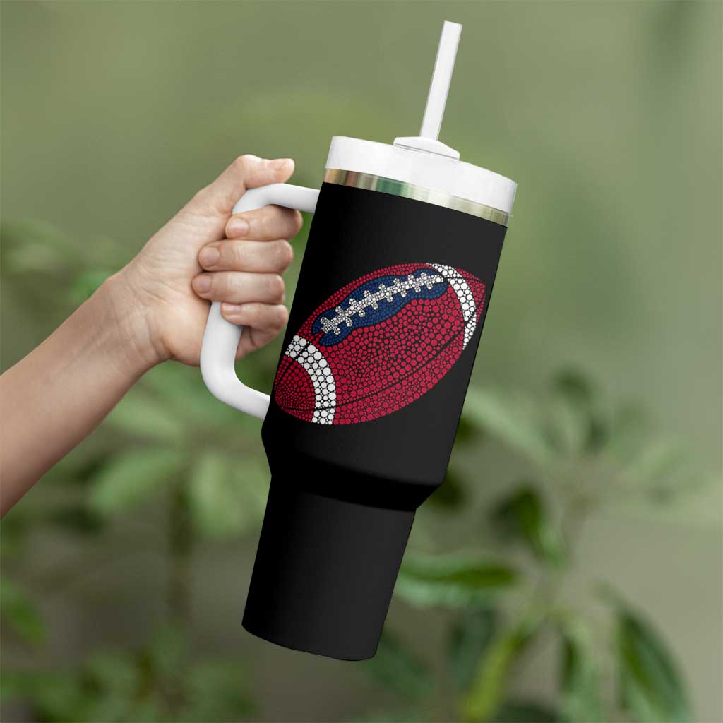 Patriotic Polka Dot Football Tumbler With Handle Dot Day Gift