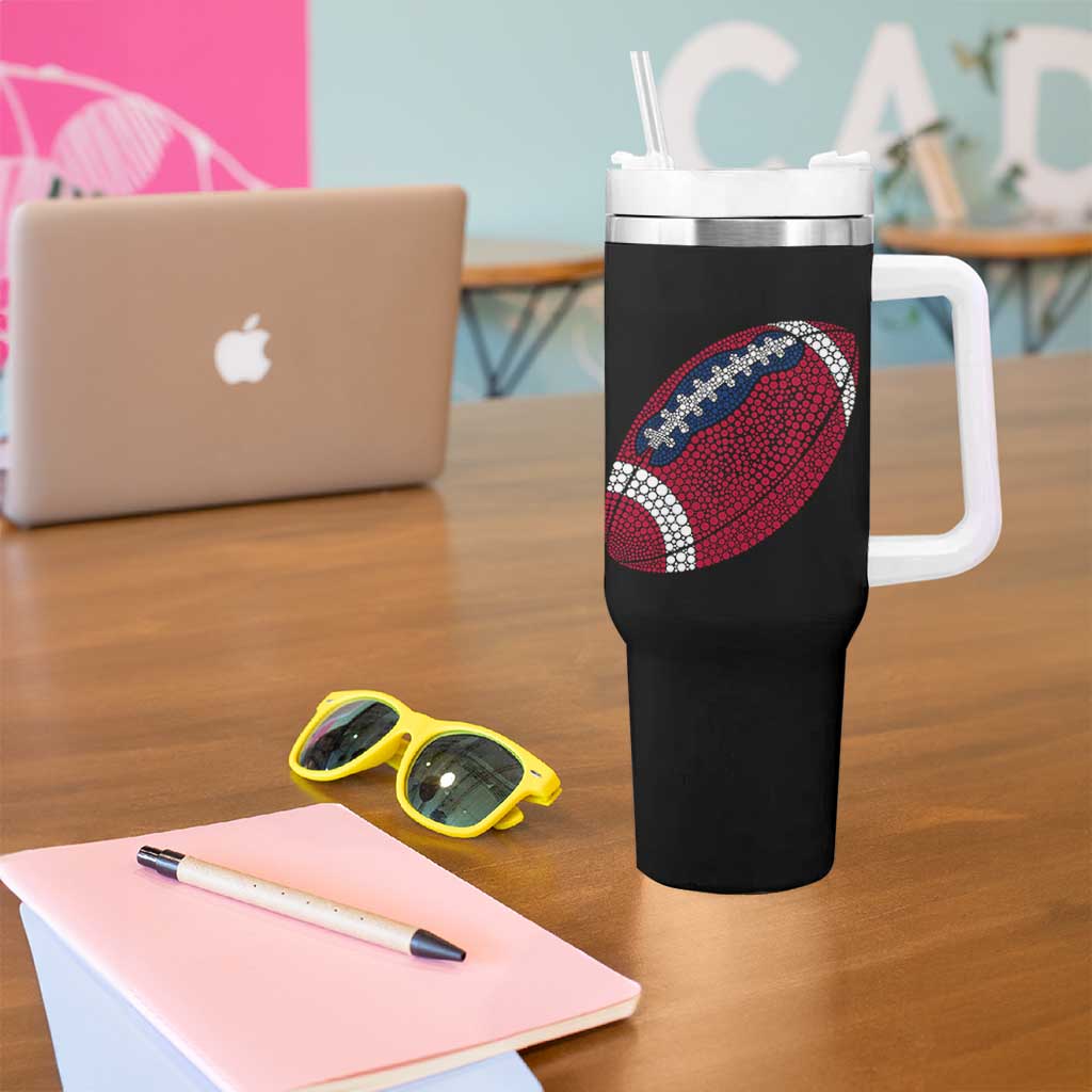 Patriotic Polka Dot Football Tumbler With Handle Dot Day Gift