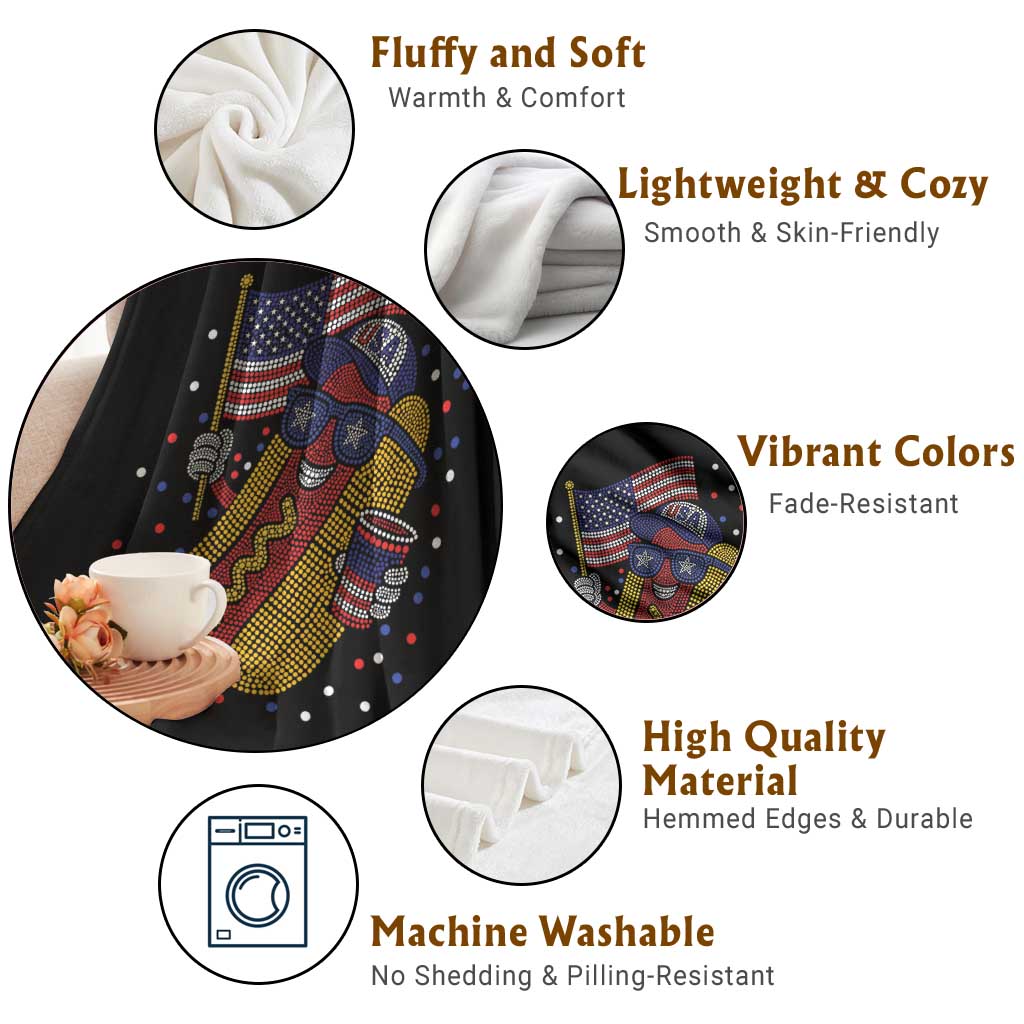 International Dot Day Hotdog Throw Blanket Red White Blue Polka Dots