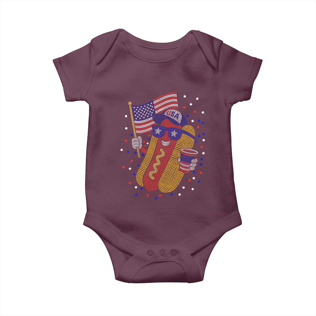International Dot Day Hotdog Baby Onesie Red White Blue Polka Dots