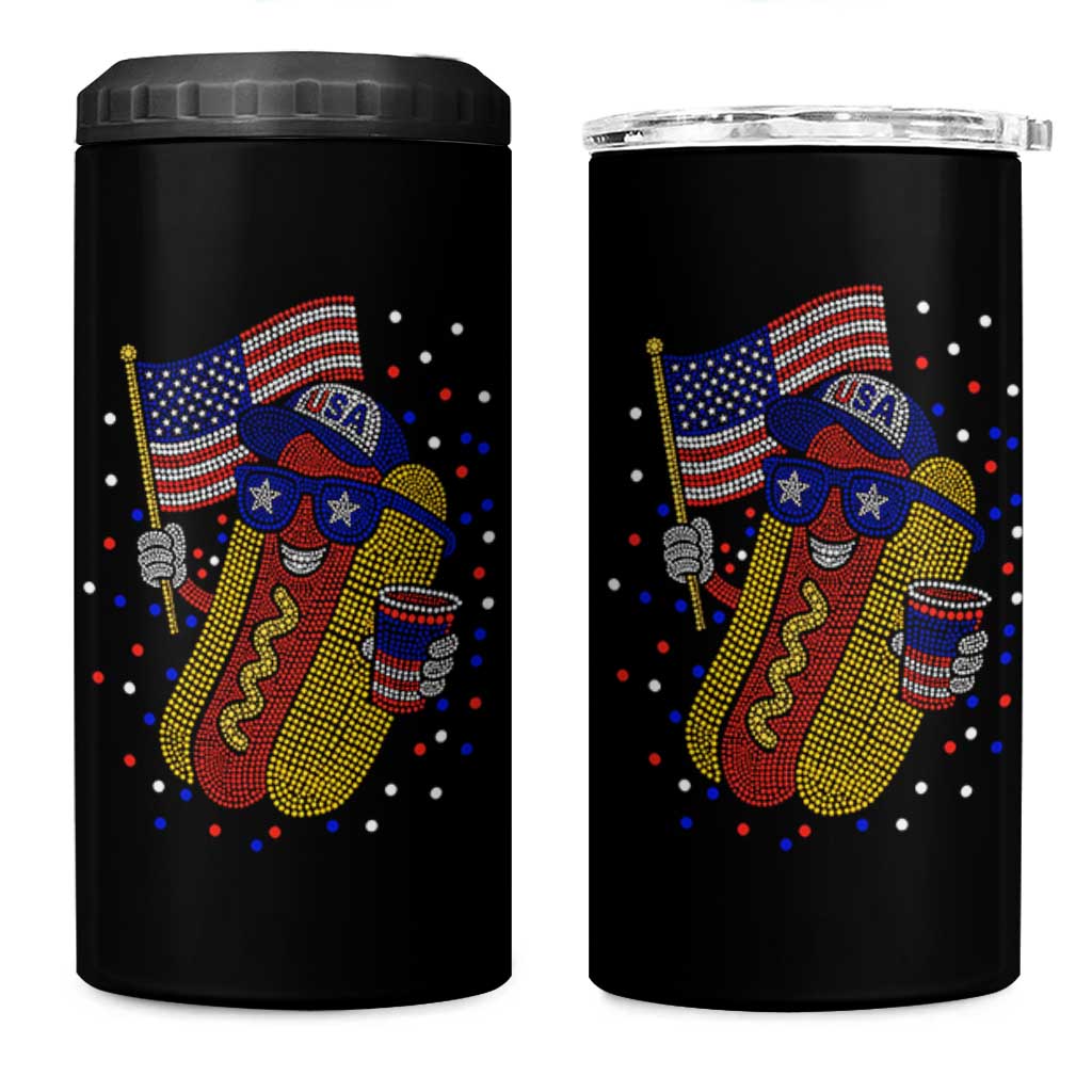 International Dot Day Hotdog 4 in 1 Can Cooler Tumbler Red White Blue Polka Dots