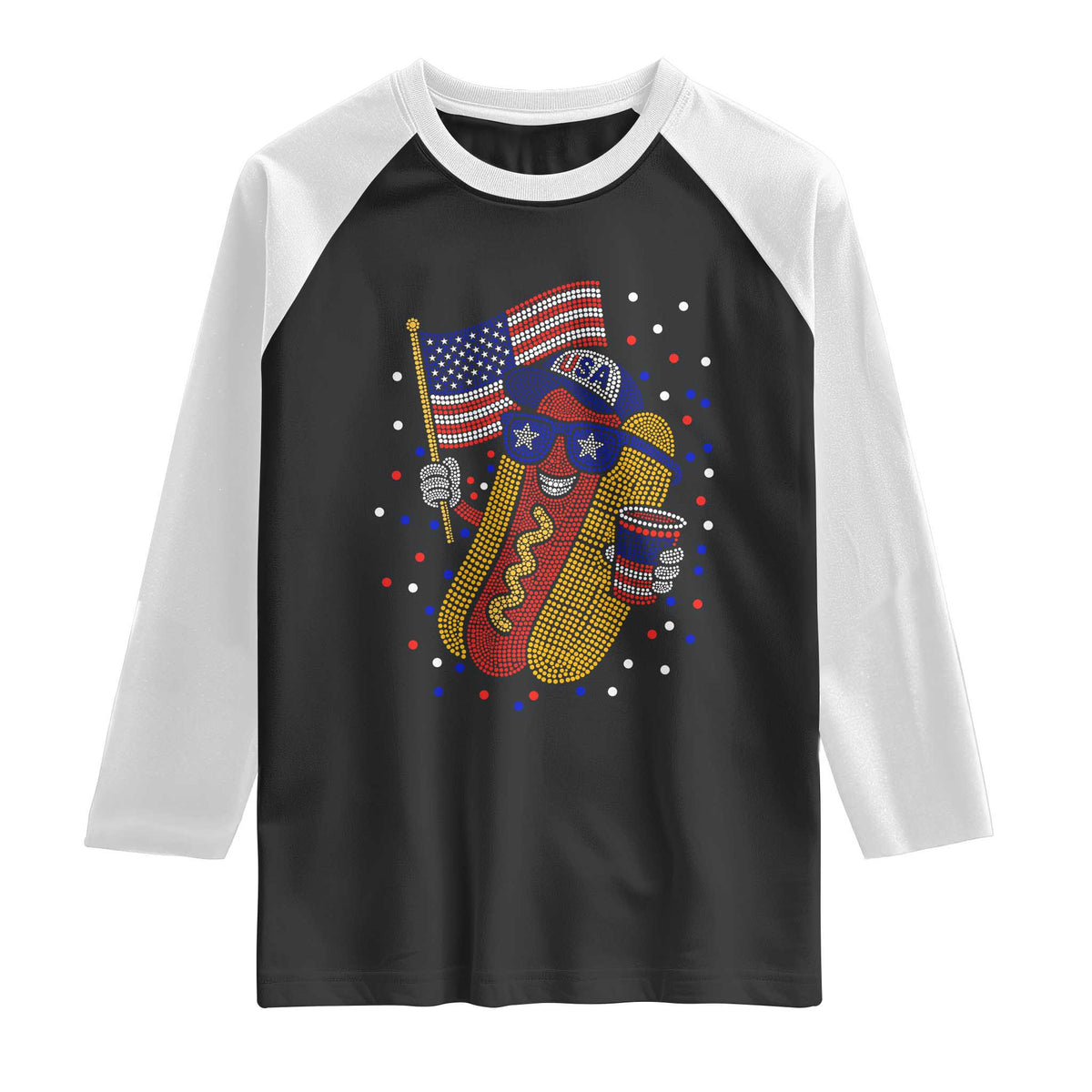 International Dot Day Hotdog Raglan Shirt Red White Blue Polka Dots