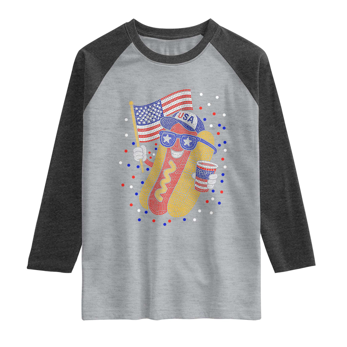 International Dot Day Hotdog Raglan Shirt Red White Blue Polka Dots