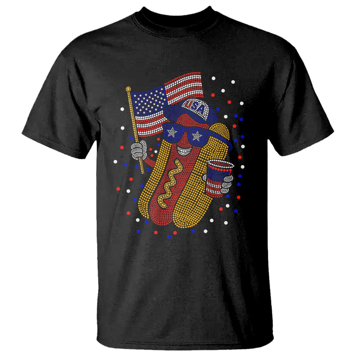 International Dot Day Hotdog T Shirt Red White Blue Polka Dots