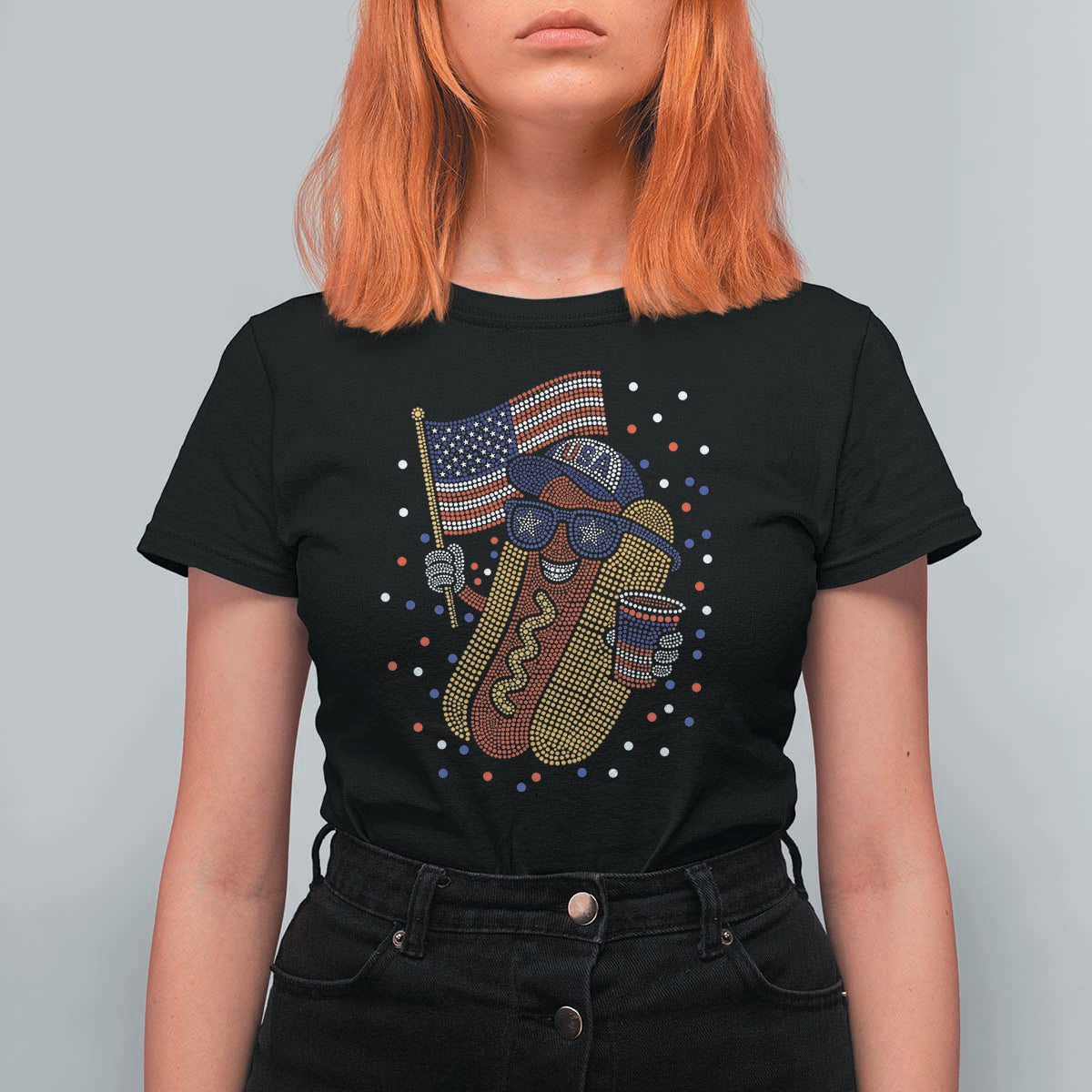 International Dot Day Hotdog T Shirt For Women Red White Blue Polka Dots