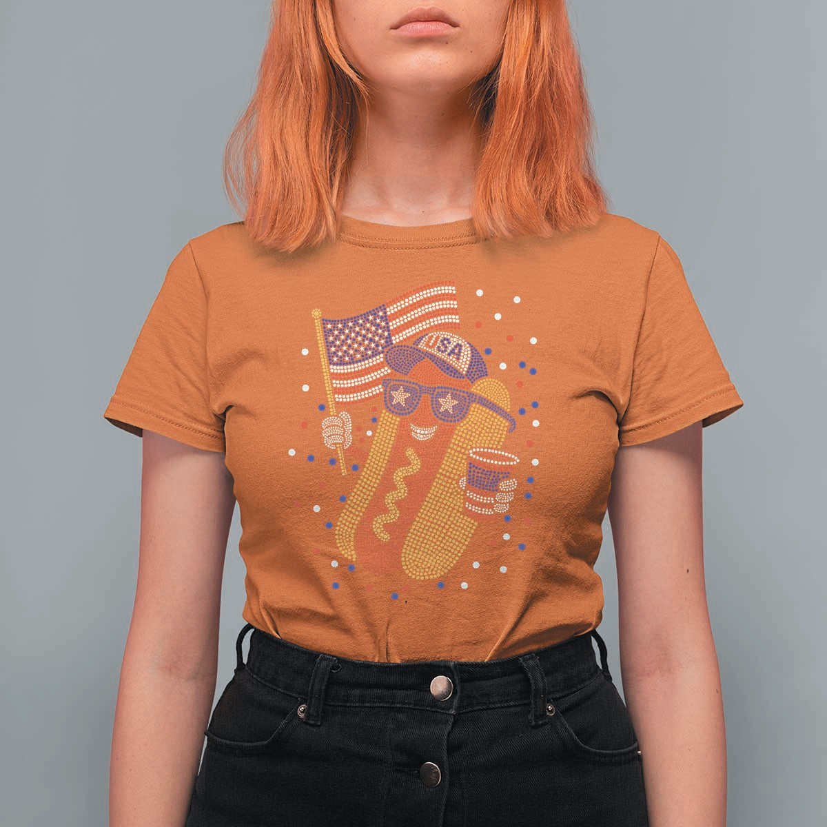 International Dot Day Hotdog T Shirt For Women Red White Blue Polka Dots