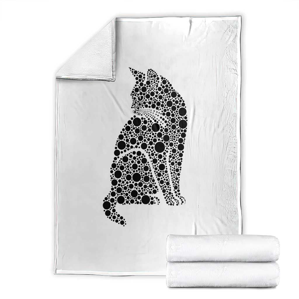 Polka Dot Black Cat Throw Blanket International Dot Day Gift