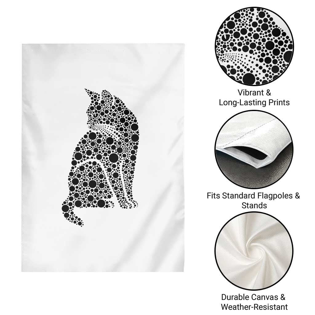 Polka Dot Black Cat Garden Flag International Dot Day Gift