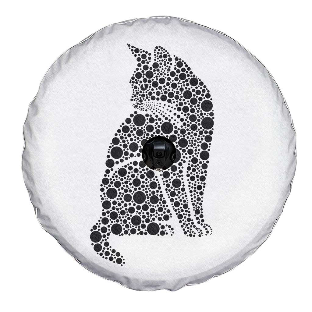 Polka Dot Black Cat Spare Tire Cover International Dot Day Gift