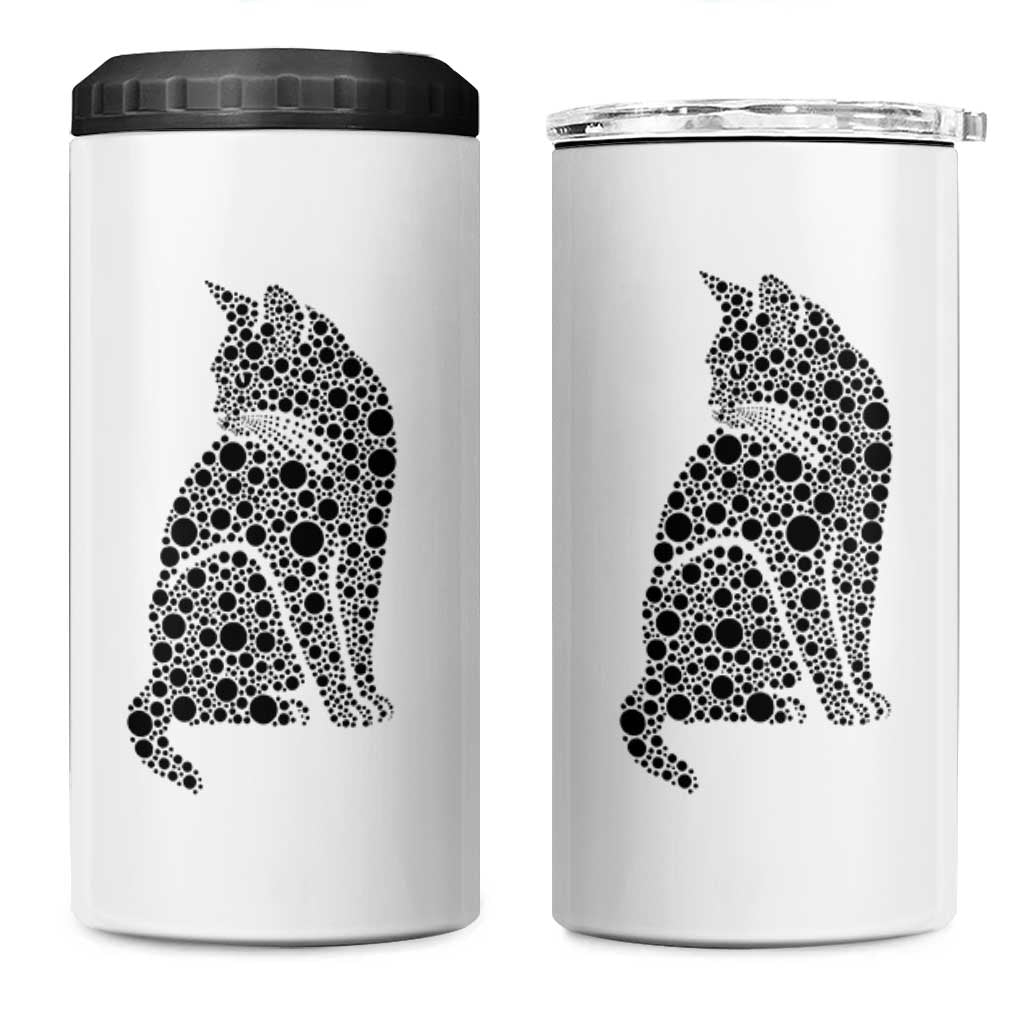 Polka Dot Black Cat 4 in 1 Can Cooler Tumbler International Dot Day Gift